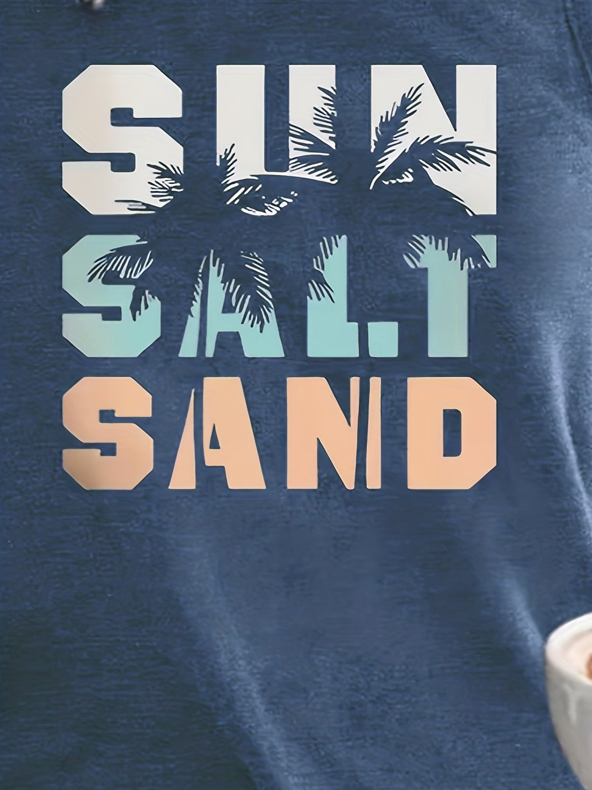 Sun Salt Sand Print Tank Top, Casual Sleeveless Crew Neck Beach Tank Top