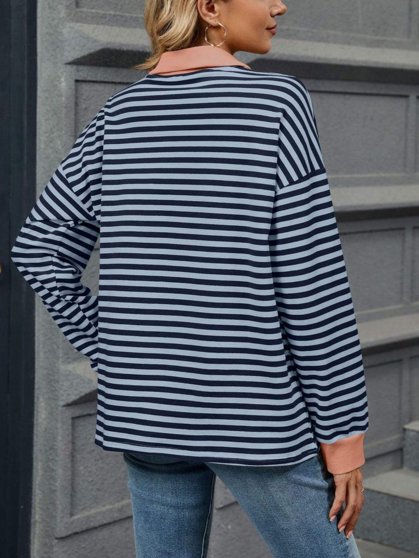 Patchwork Striped Long Sleeve T Shirt