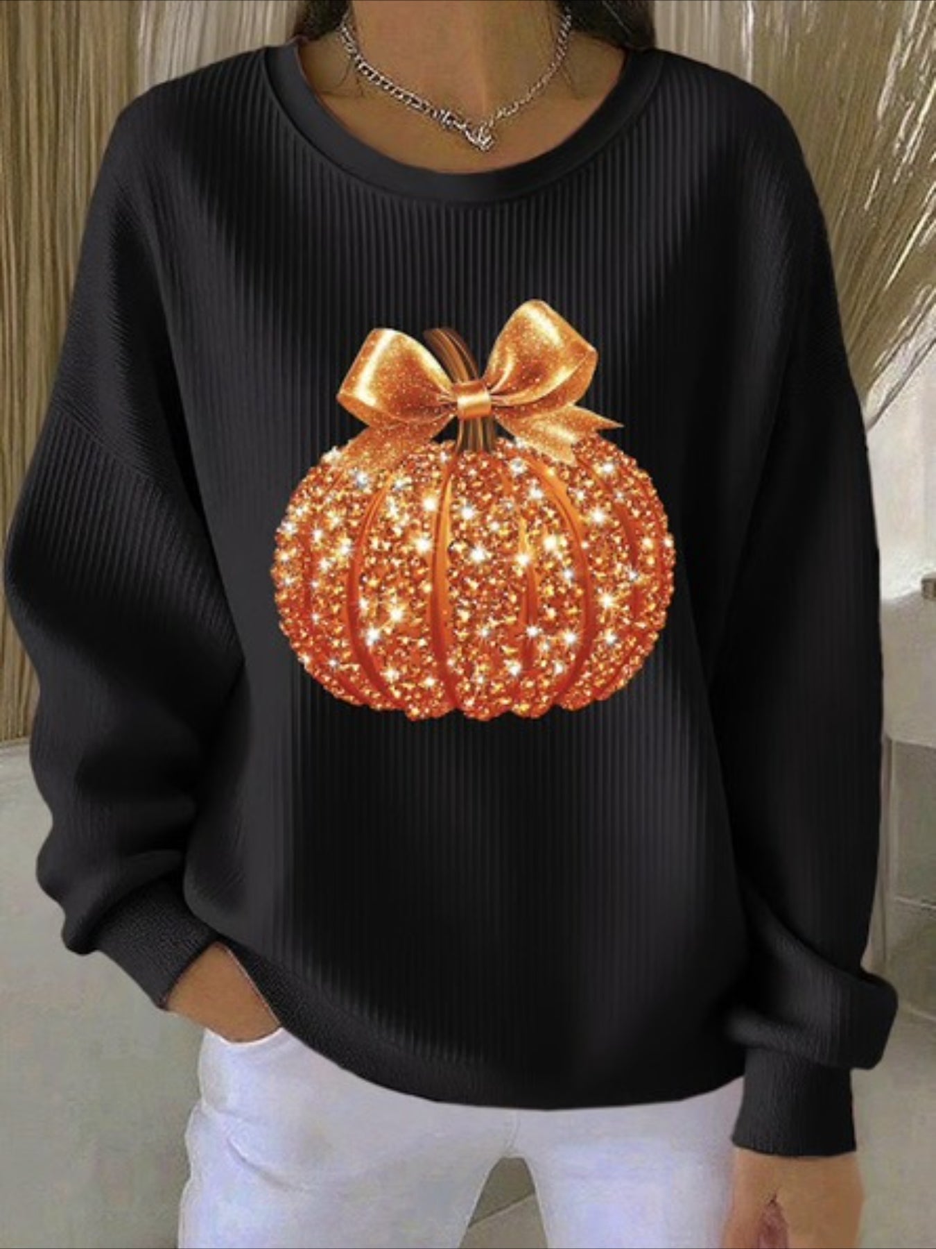 Crew Neck Floral Long Sleeve Comfy Casual Sweater Hoodie