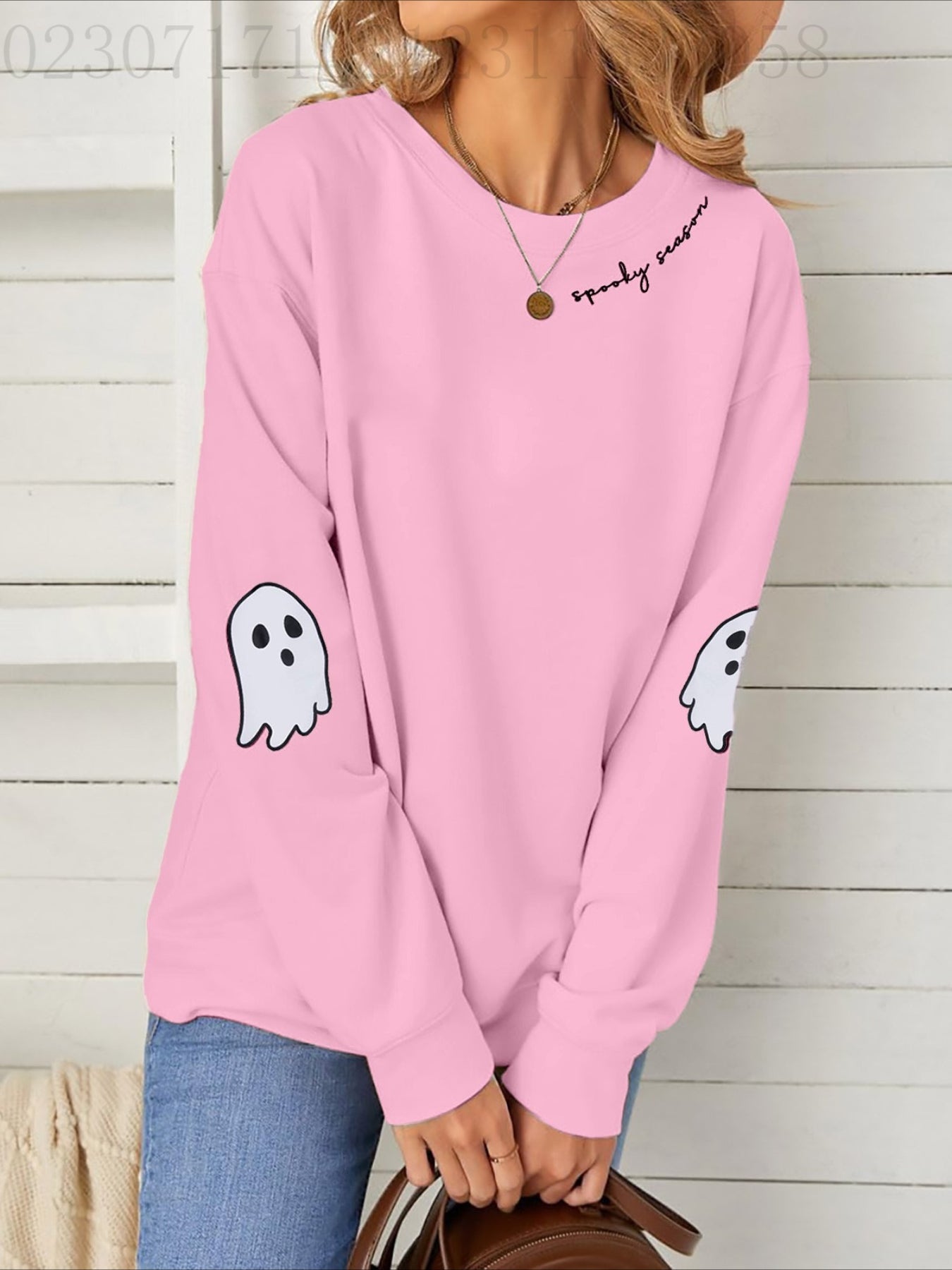Halloween Round Neck Long Sleeve Loose Fit Top