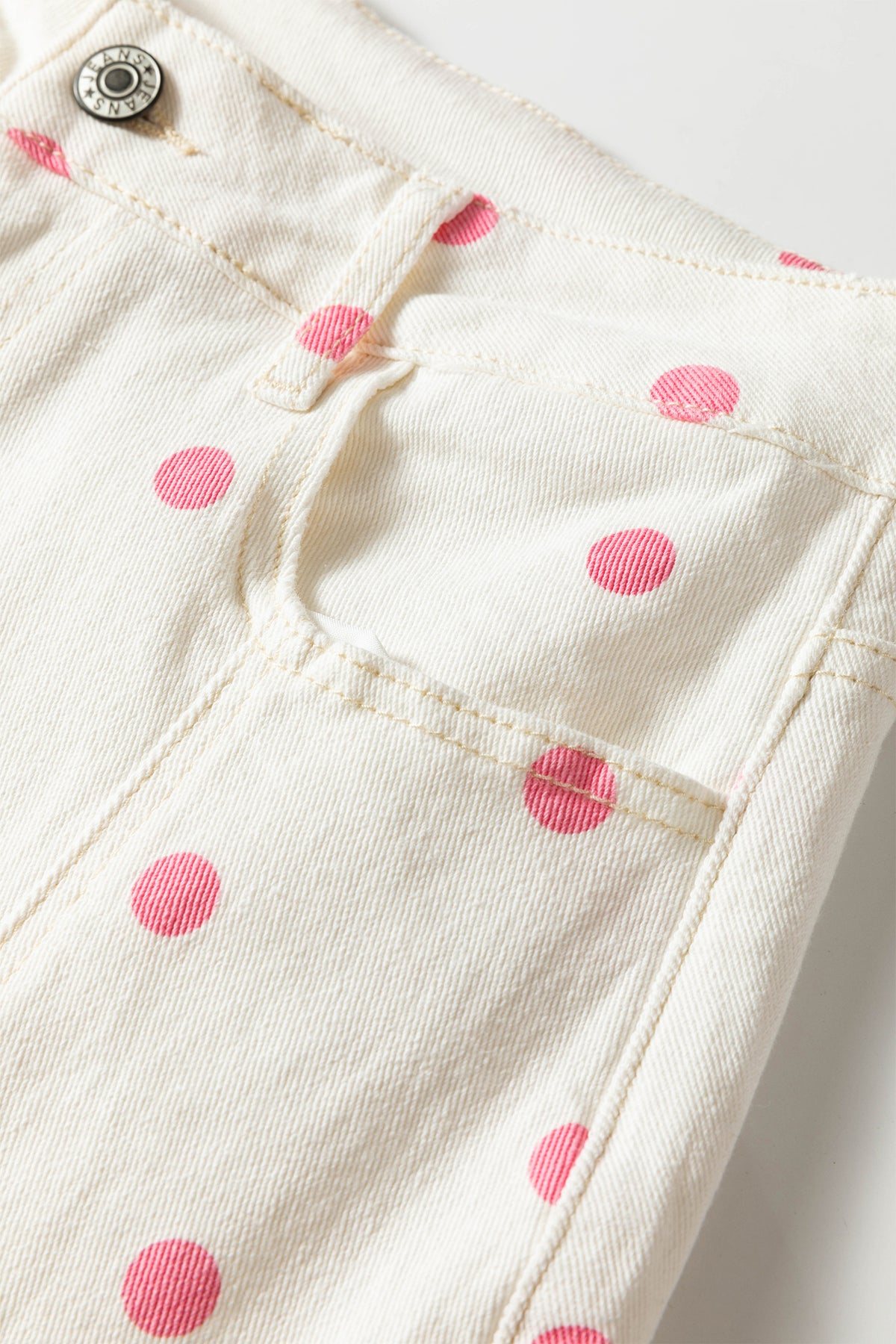 Pink Tailored Seam Polka Dot Print Barrel Casual Jeans