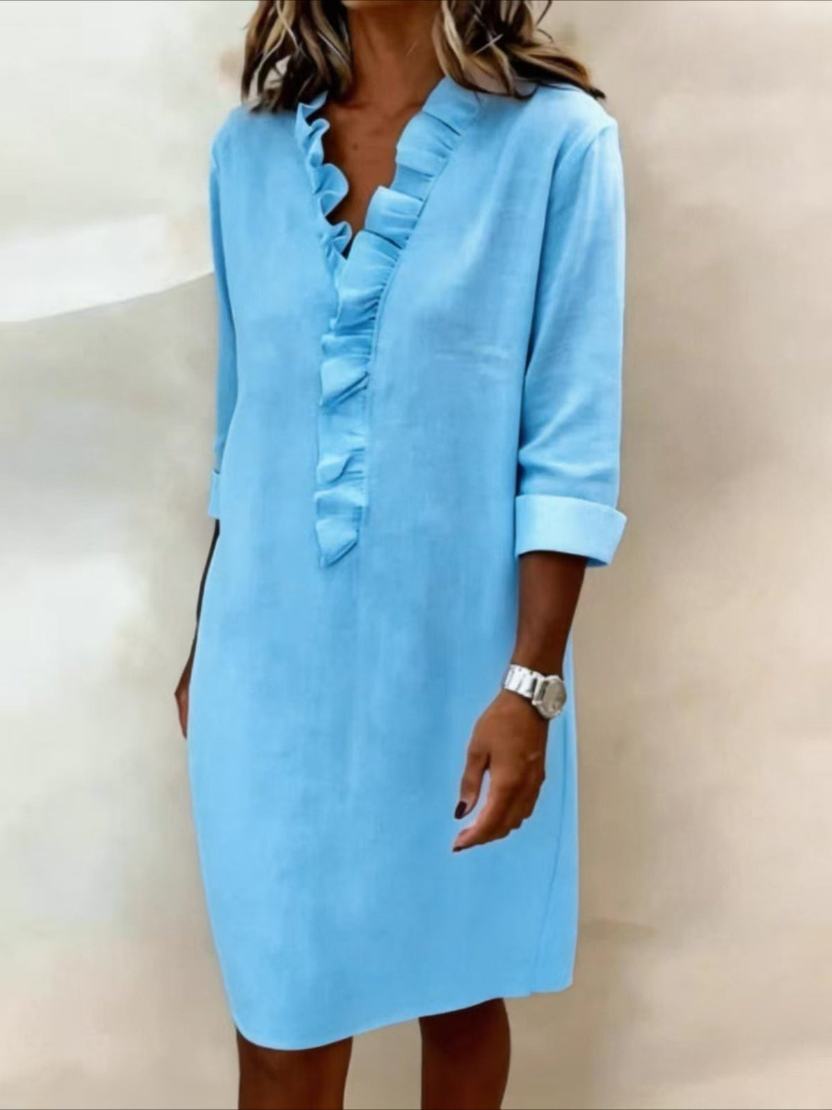 Gentle Style Elegant Commuter Solid Color Versatile Midi Dress
