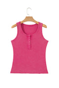 Bright Pink Vintage Distressed Ribbed Mineral Wash Tank Top