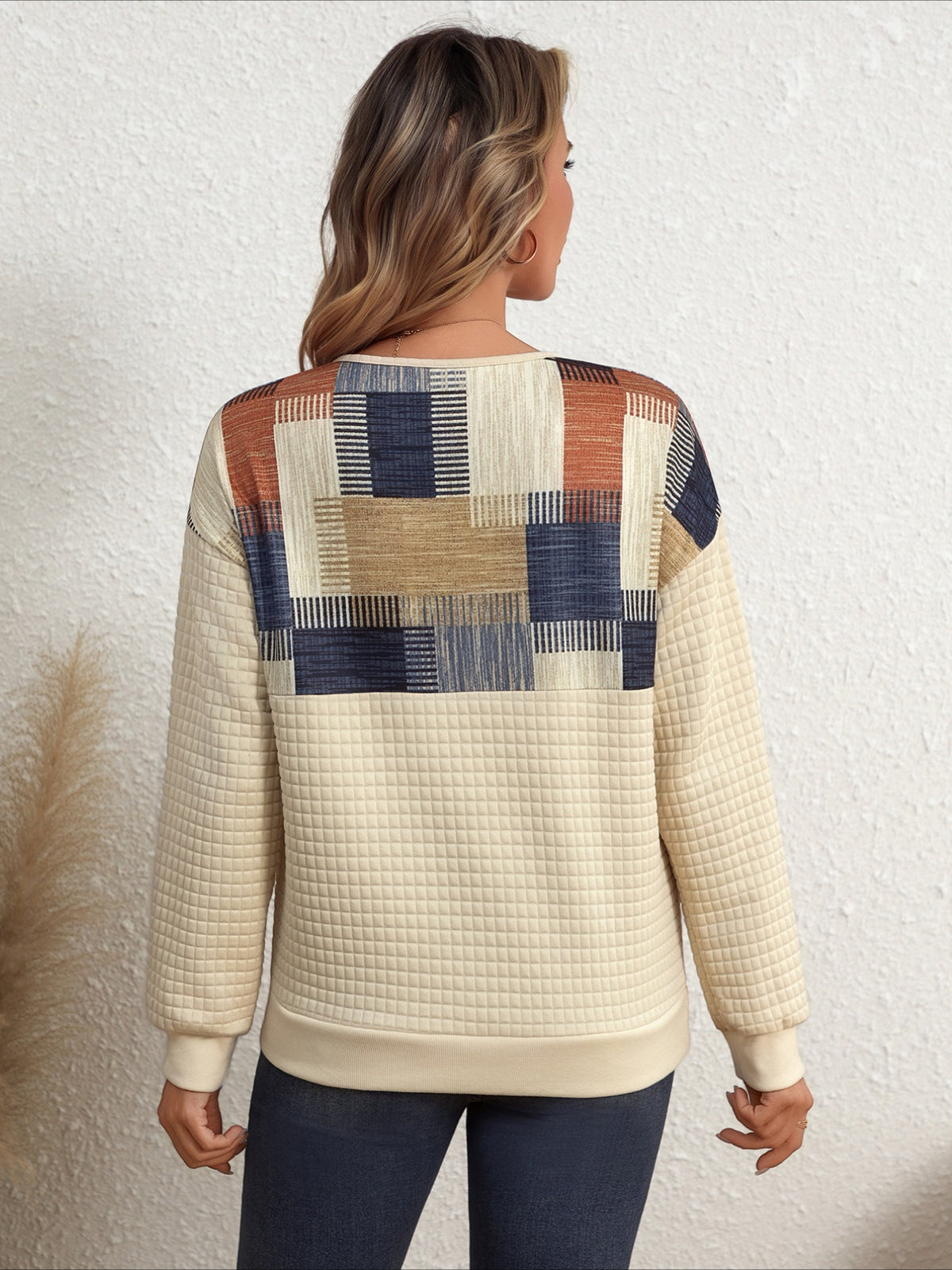 Geometric Crew Neck Printing Vintage Spring/Fall Long Sleeve Sweatshirt