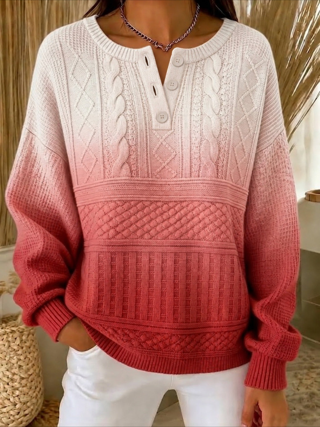 Ombre Buckle Regular Fit Casual Sweatshirt