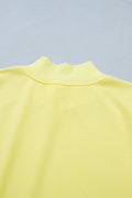 Yellow Solid Color High Neck Cap Sleeve Loose Top