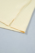 Yellow Cream Plus Size Ribbed Color Block Trim Drawstring Shorts 2pcs Set