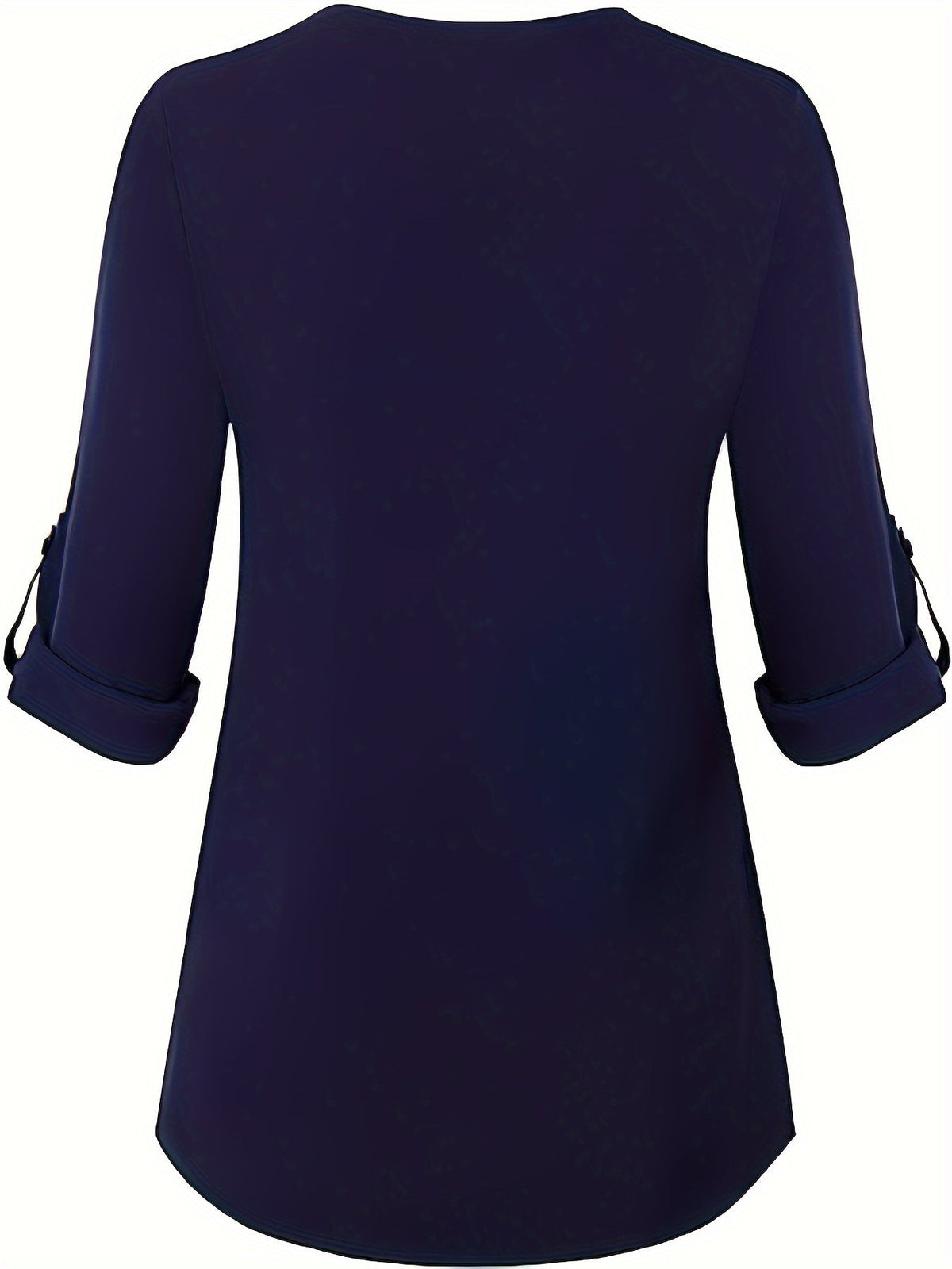 Solid Simple Blouse, Casual V Neck Long Sleeve Blouse