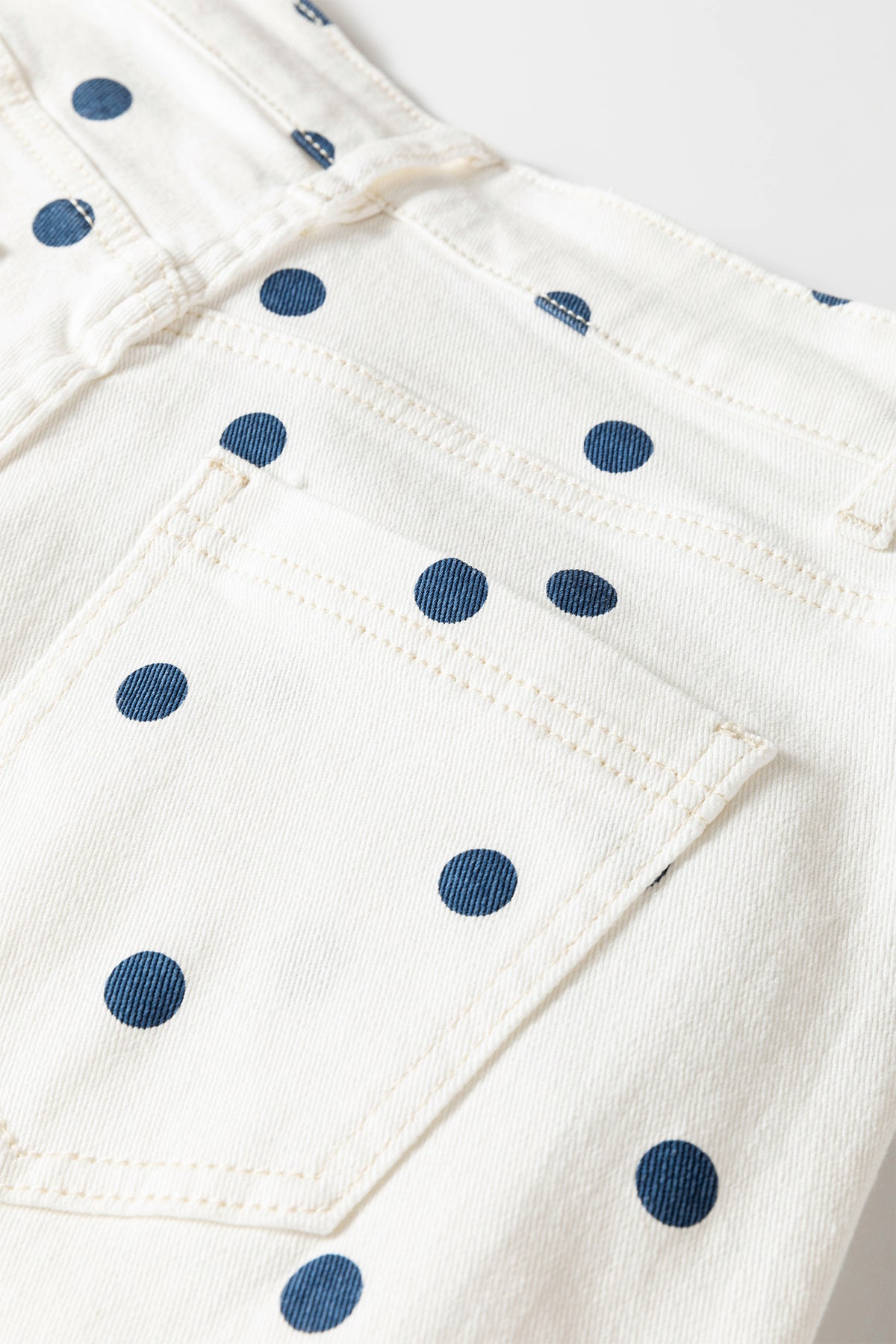 Blue Tailored Seam Polka Dot Print Barrel Casual Jeans