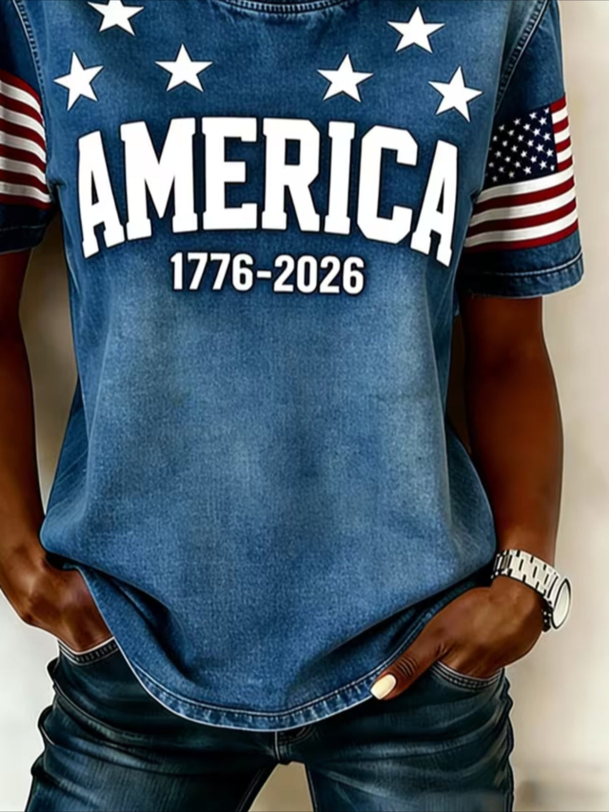 Casual Pattern Crew Neck Short Sleeve T-shirt