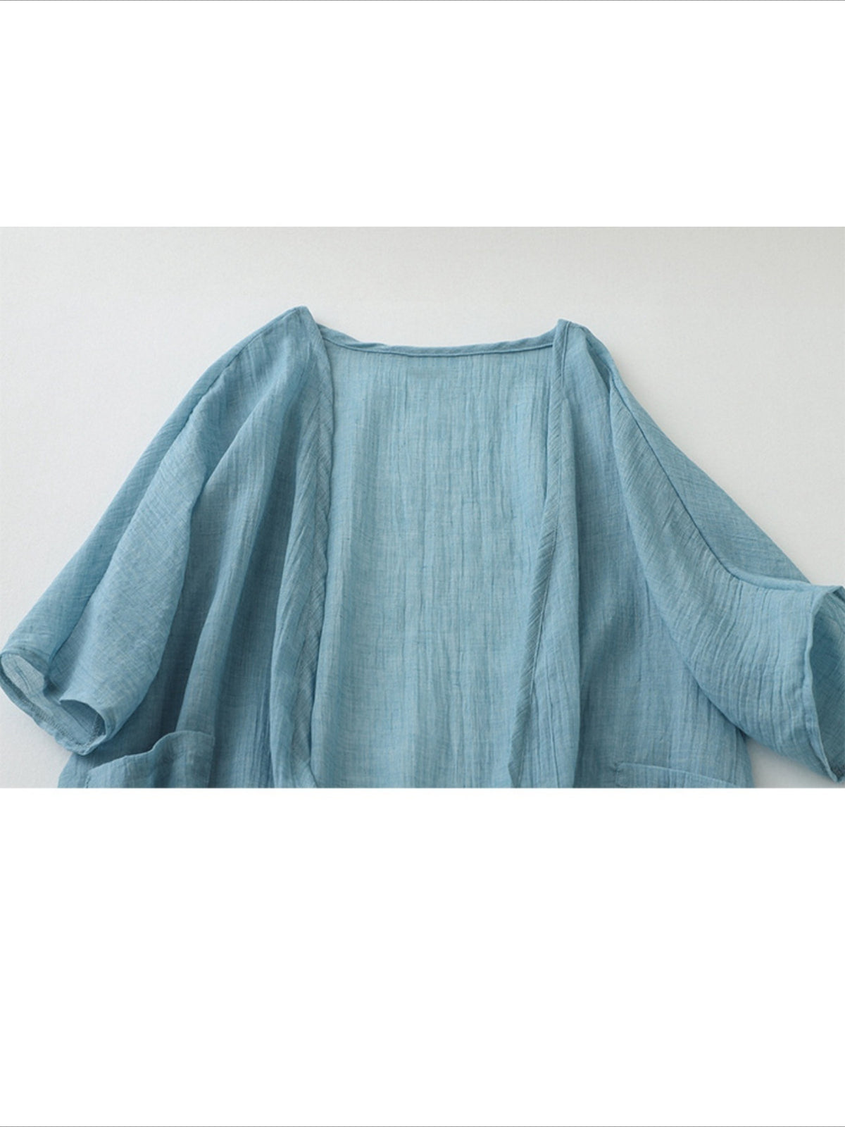 Long Loose Fit Casual Front Opening Short Sleeved and Linen Cover Lightweight and Linen Cardigan