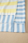 Yellow Stripe Exposed Seam Contrast Patchwork Oversized Top