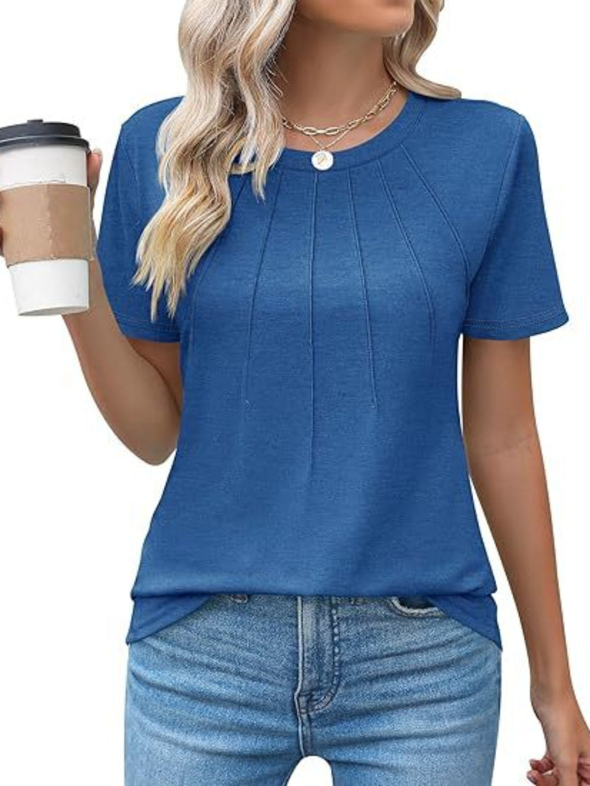Women's Casual Short Sleeve T-Shirt - Solid Color Crew Neck Tee