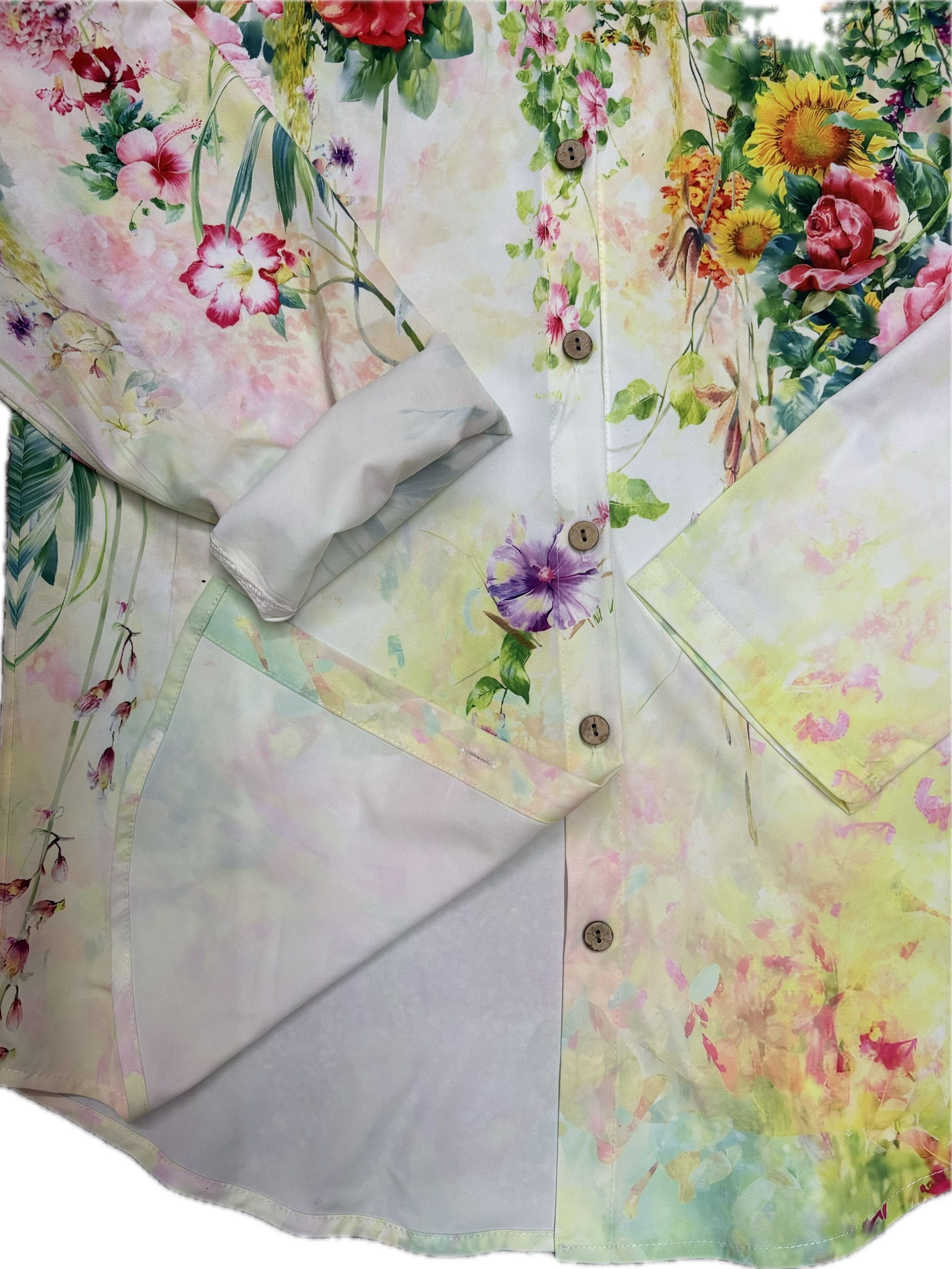 Casual Floral Print Blouse with Lapel Collar
