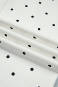 White Polka Dot Print Scalloped Patch Pocket Cotton Shift Pants
