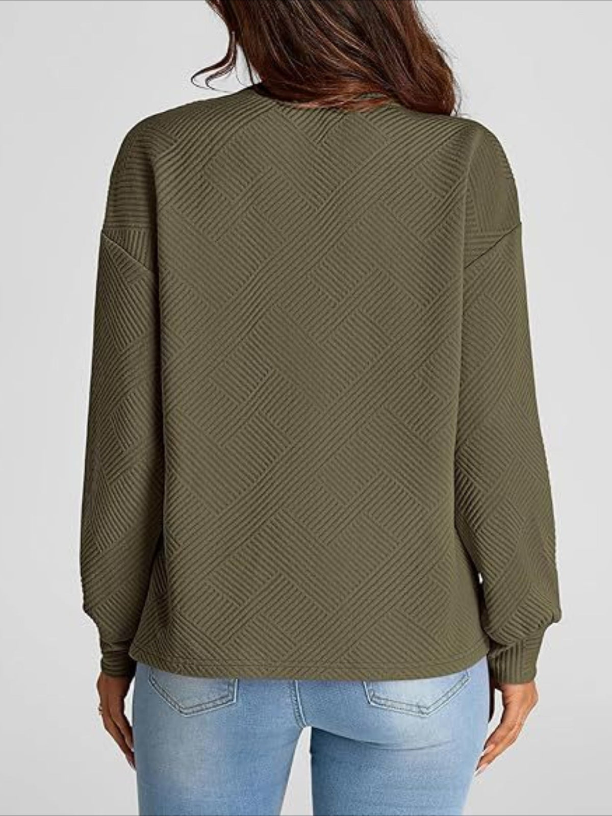 Textured Fabrics Long Sleeve Round Neck Sweatshirt
