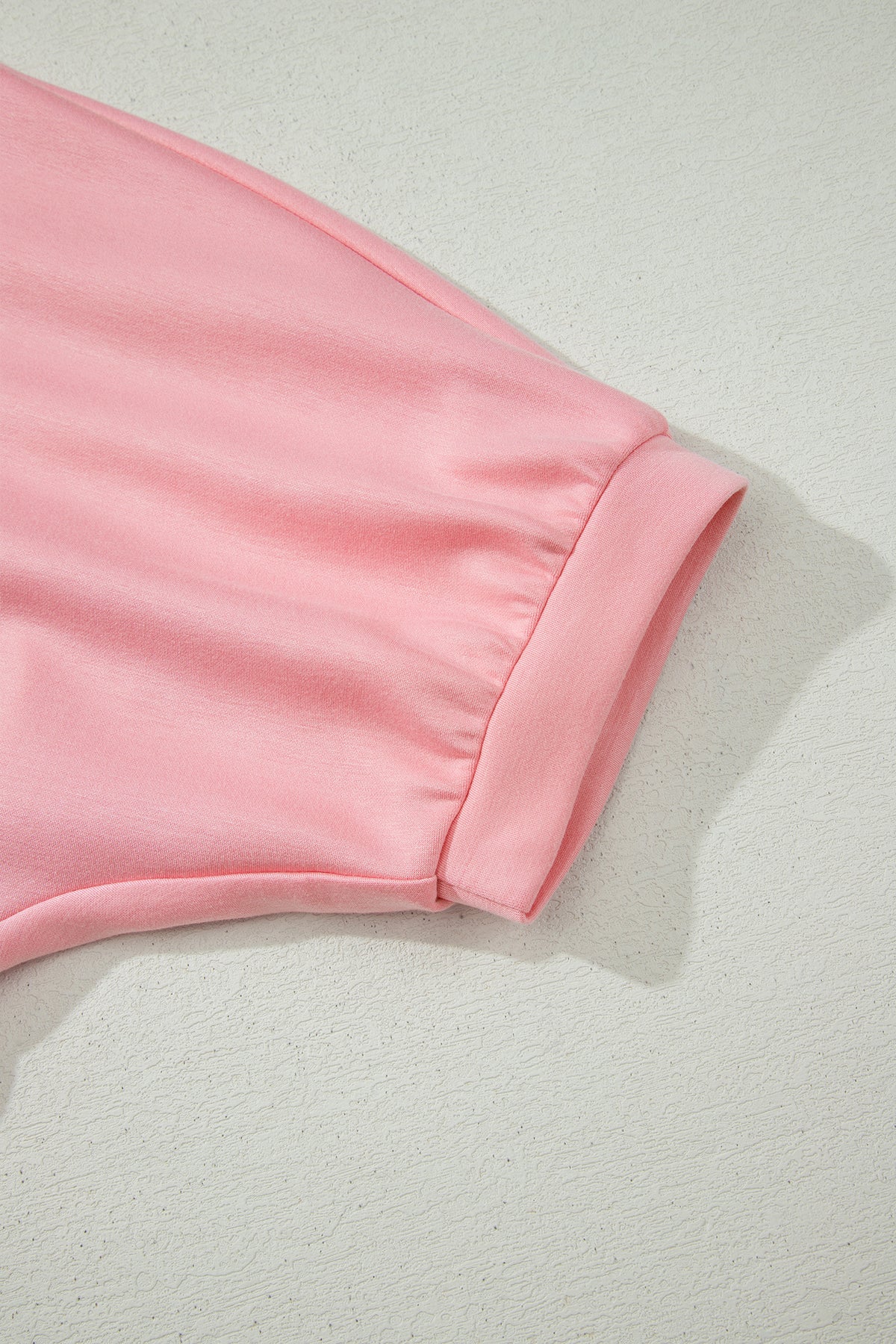 Gossamer Pink Scalloped V Neck Dolman Oversize Top Drawstring Short Set