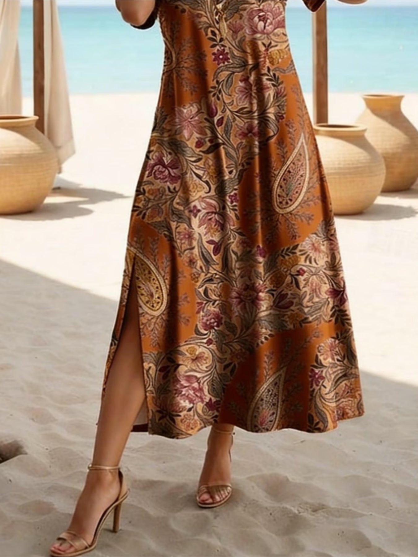 Patriotic Loose Fit Short Sleeve Crewneck Maxi Dress