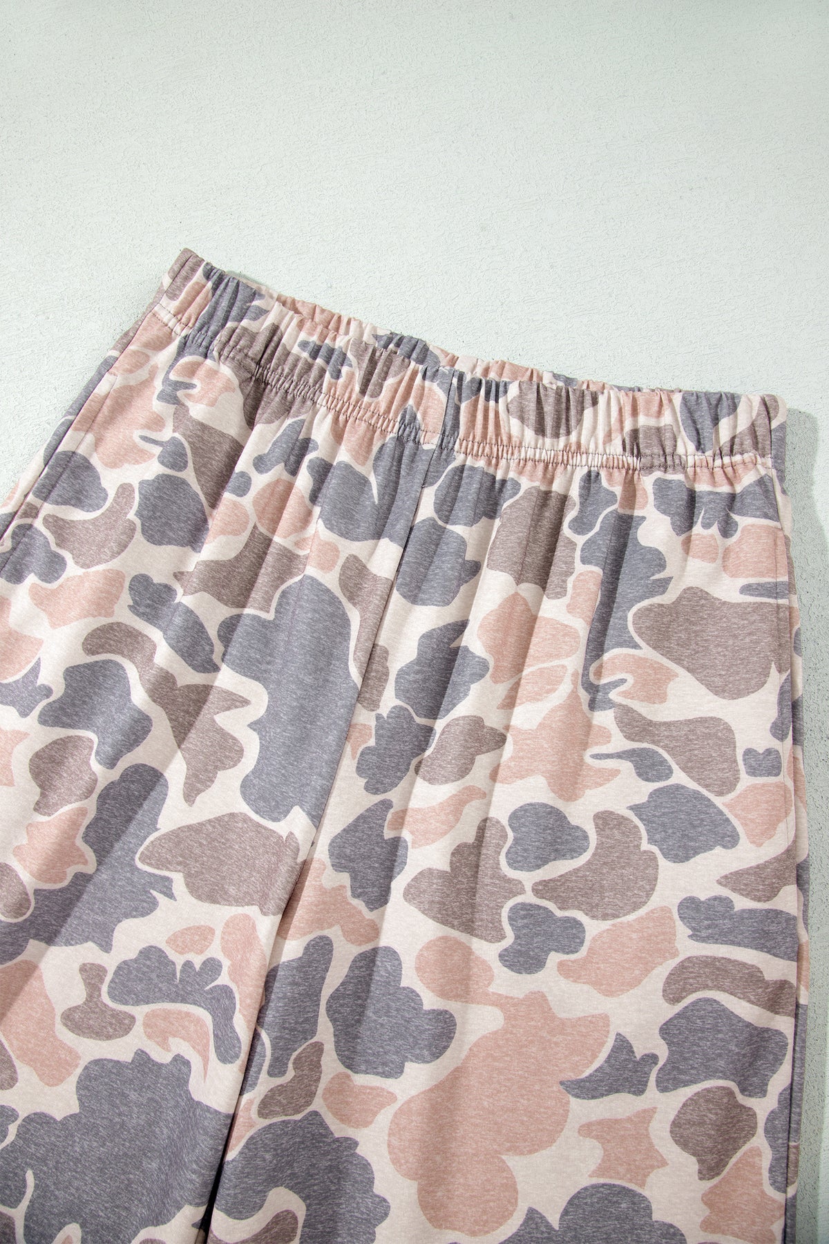 Multicolour Camouflage Print Long Sleeve Top Loose 2pcs Pants Set