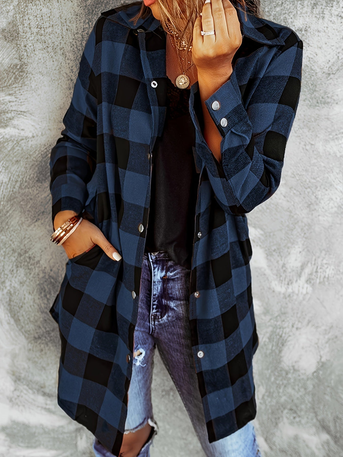 Stylish Plaid Long Sleeve Button Front Blouse - Women's Casual Shirt - Soft, Breathable, Relaxed Fit