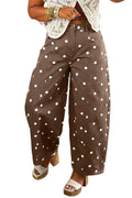 Brown Tailored Seam Polka Dot Print Barrel Casual Jeans