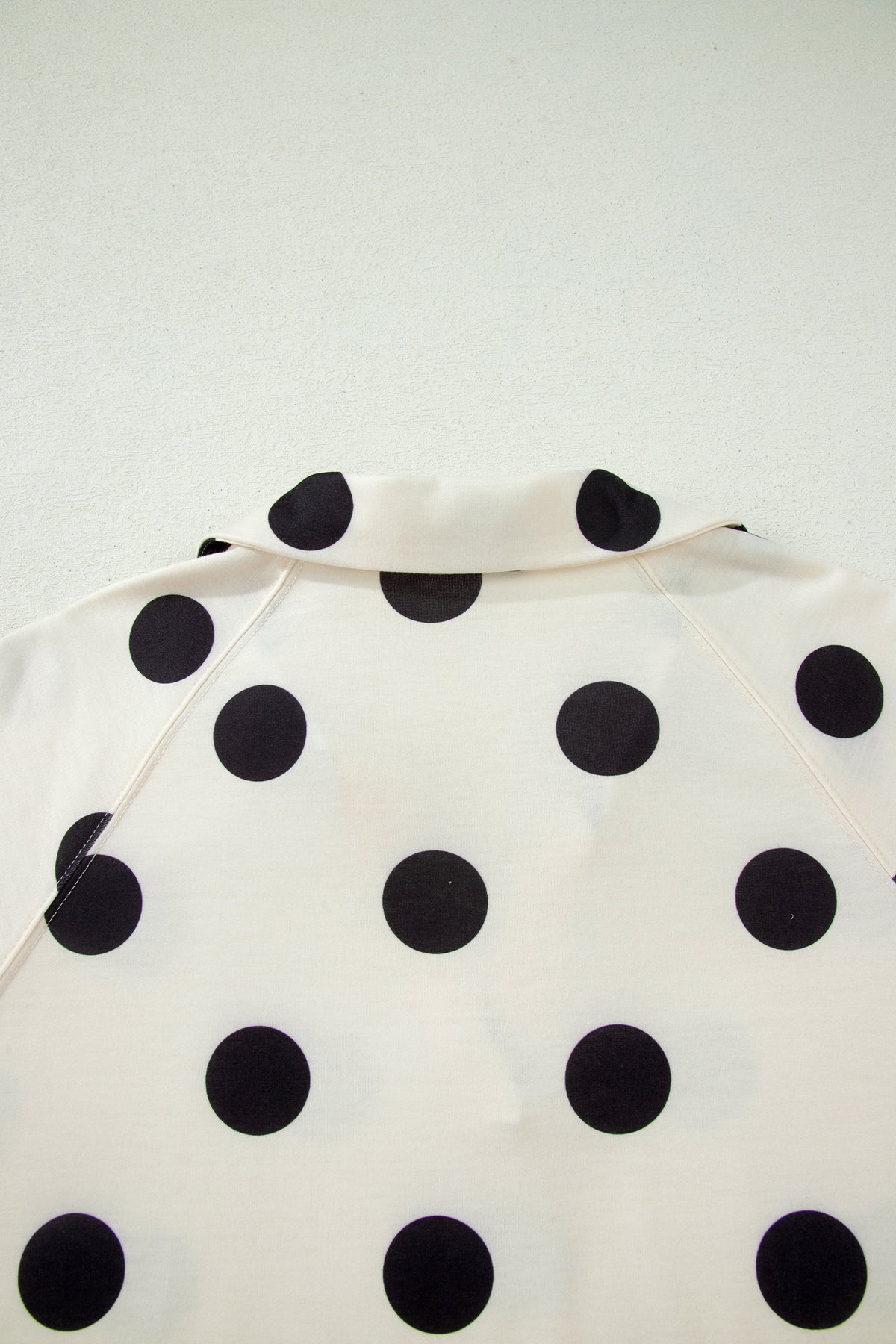 Beige Polka Dot Print V Neck Tee Short Set