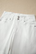 White 2-Button High Waist Wide Leg Jeans