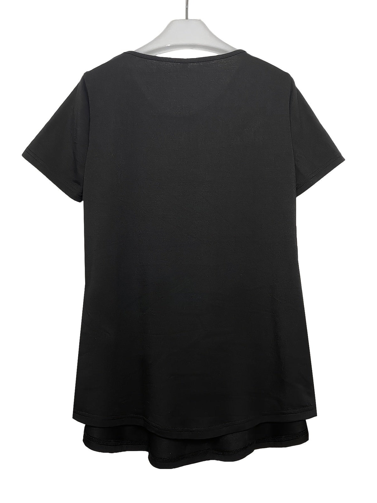 Women's Contrast Lace Ruched T-Shirt - Casual Short Sleeve Top