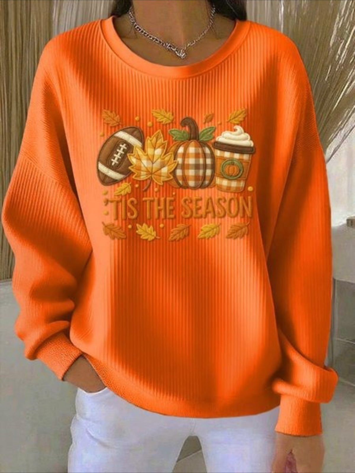 Crew Neck Floral Long Sleeve Comfy Casual Sweater Hoodie