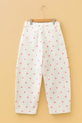 Pink Tailored Seam Polka Dot Print Barrel Casual Jeans