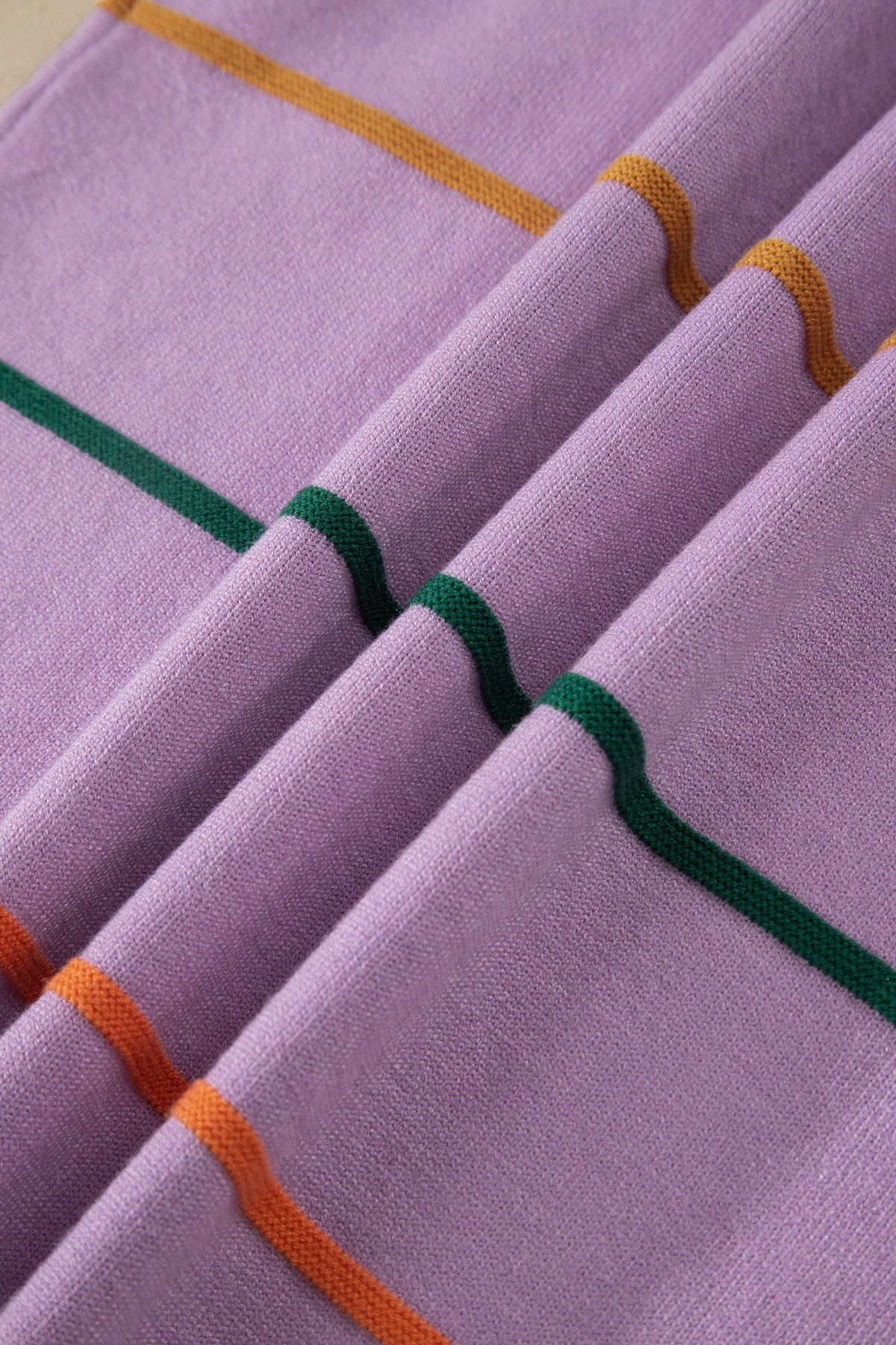 Purple Stripe Round Neck Knitted Sweater Tank