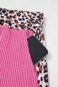 Sachet Pink Leopard Trim Twist Ribbed Short Set