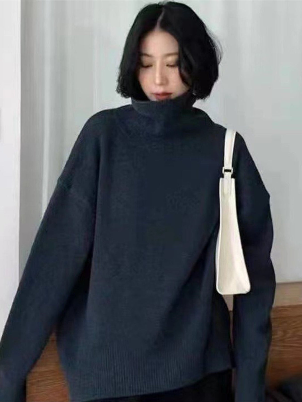 Lazy Style Loose and Versatile Knitted Pullover Sweater