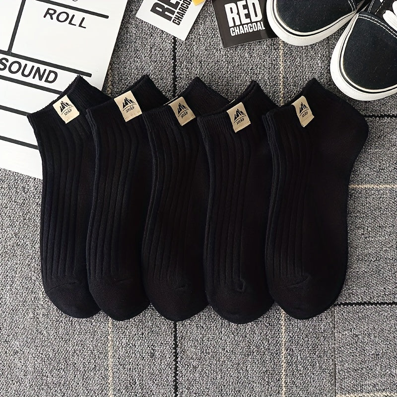 5 Pairs Simple Crew Socks, Comfy & Breathable Low Cut Ankle Socks