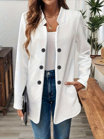 Plain Spring/Fall Casual Long Sleeve Stand Collar Mid-long Outerwear