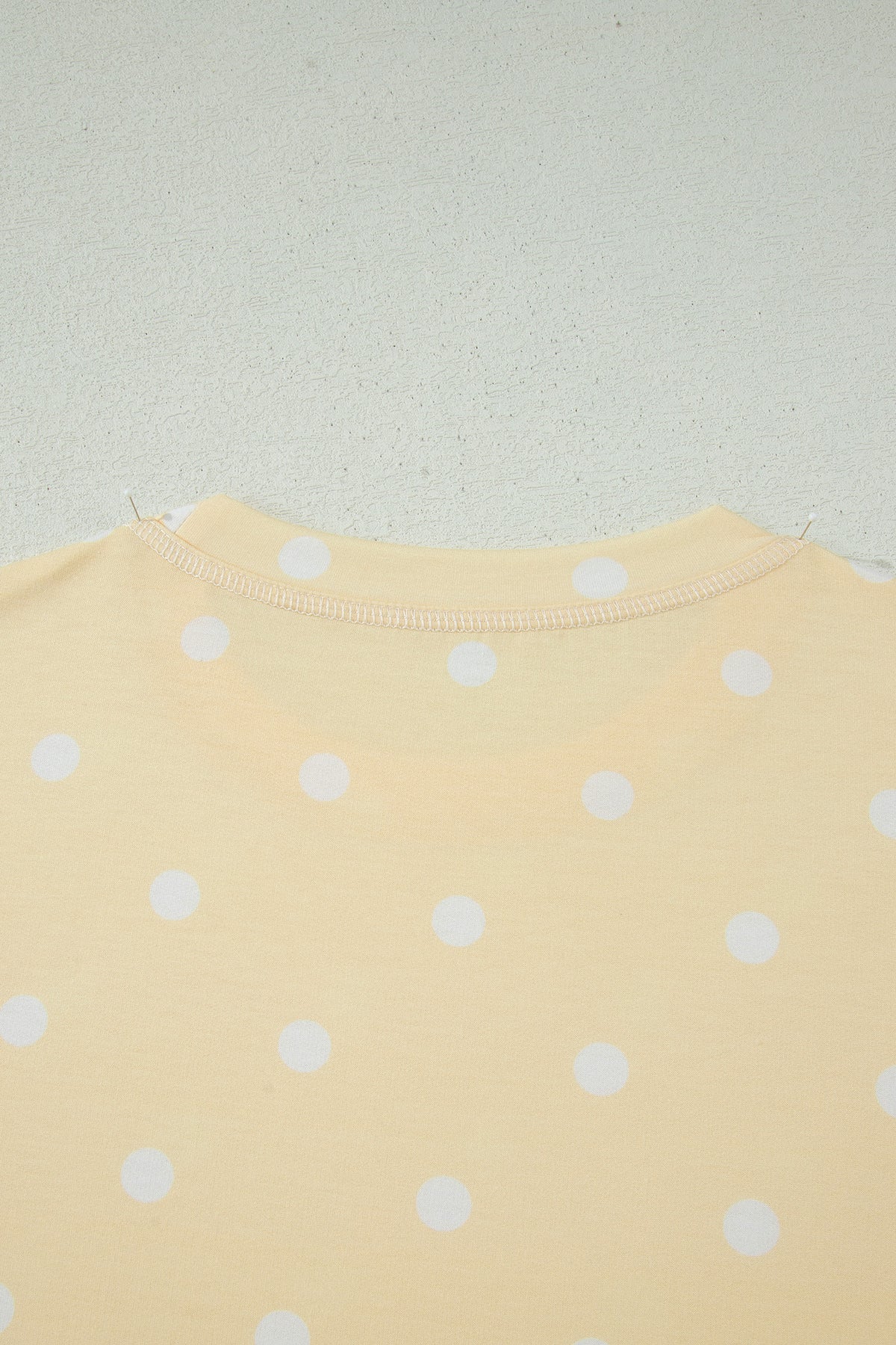 Yellow Polka Dot Short Sleeve Loose Top Drawstring Shorts Set