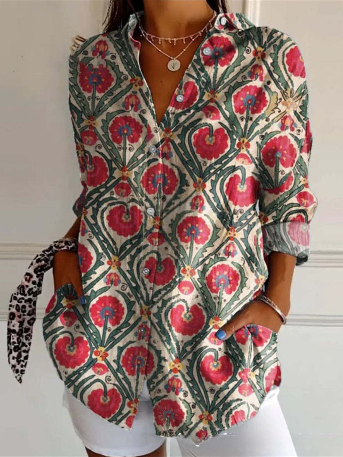 Casual Shirt Long Sleeve Floral Regular Loose Top