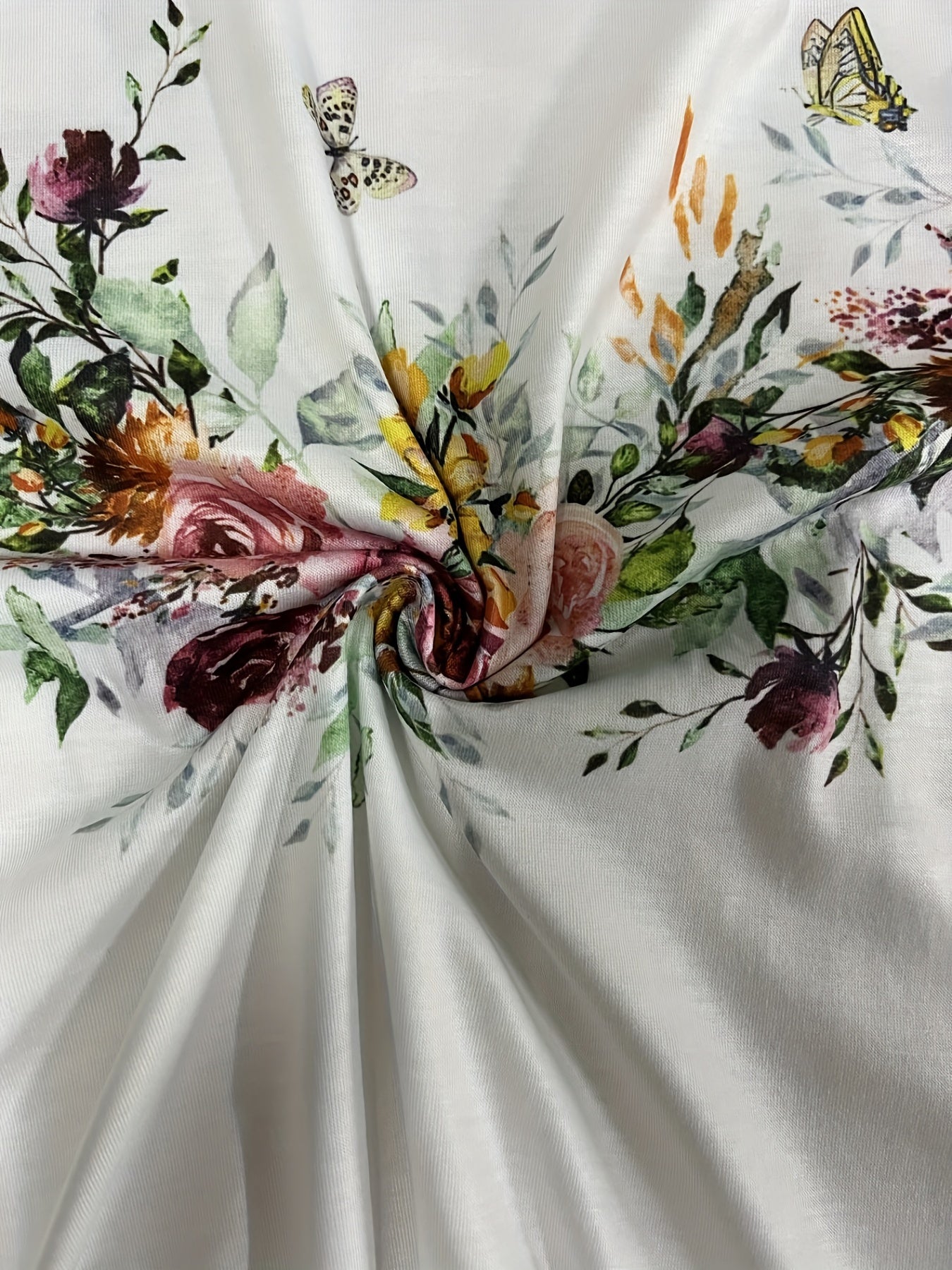 Floral Print Crew Neck T-Shirt, Casual Long Sleeve Top
