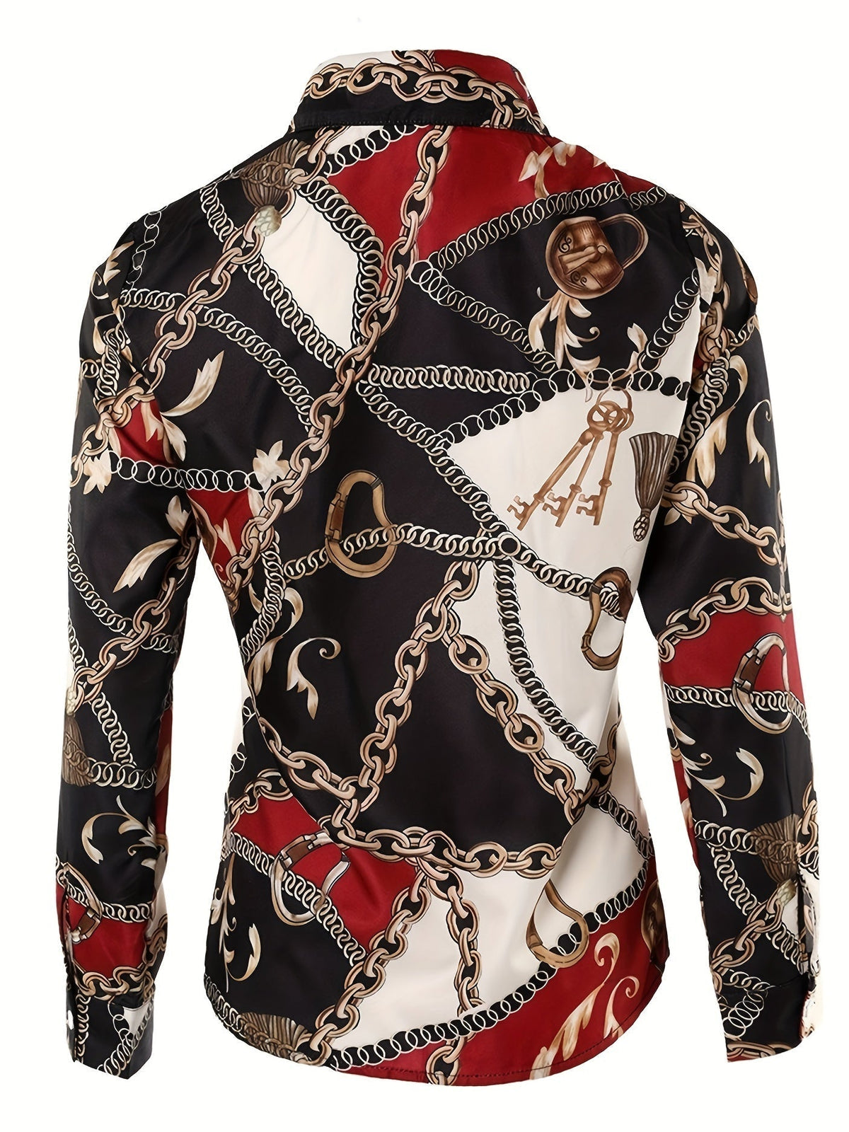 Women's Blouse V-neck Print Button Long Sleeve Loose Fall Blouse