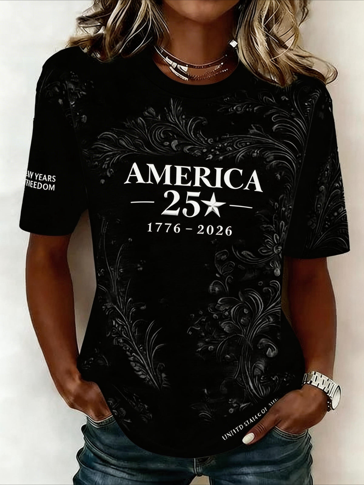 Casual Letter Pattern Crew Neck Short Sleeve T-shirt