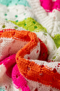 Multicolour Striped Eyelet Knit V Neck Sweater Tee