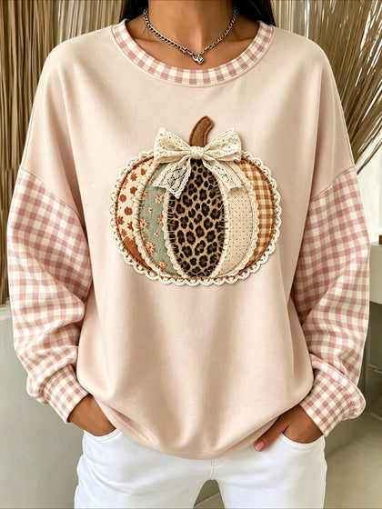 Pumpkins Halloween Printed Crew Neck Long Sleeve Sweater Hoodie