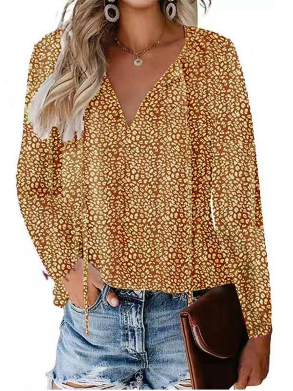 V Neck Flutter Sleeve Blouse, Loose Casual Top