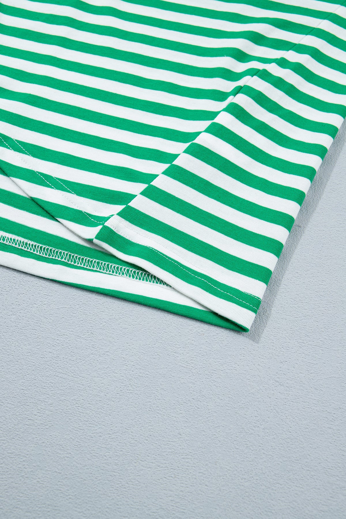 Green Stripe Nautical Tie Contrast Trim Round Neck T Shirt Mini Dress