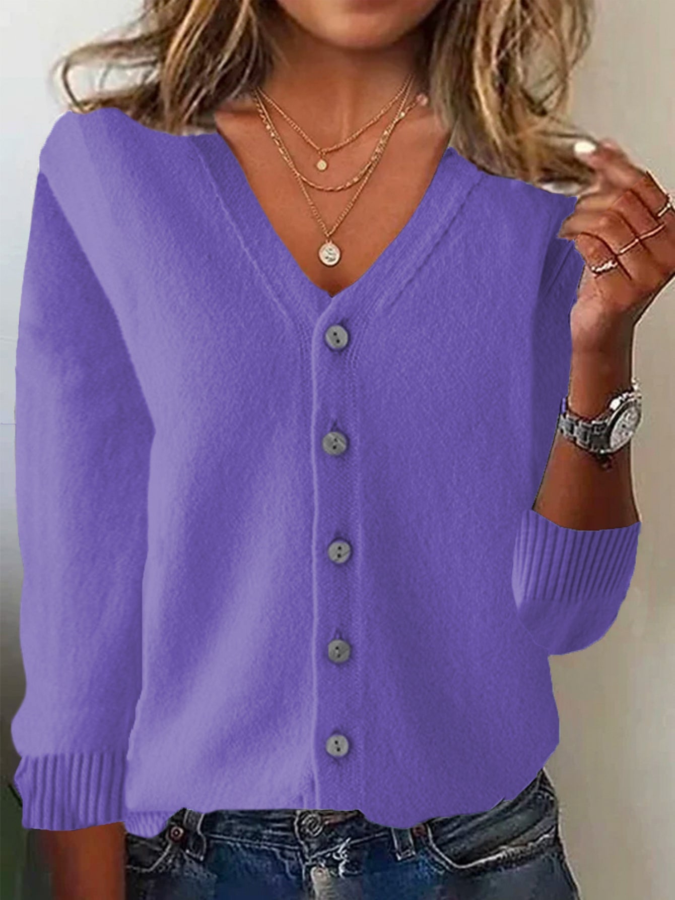 Casual Spring/Fall Plain Wool/Knitting Cardigan