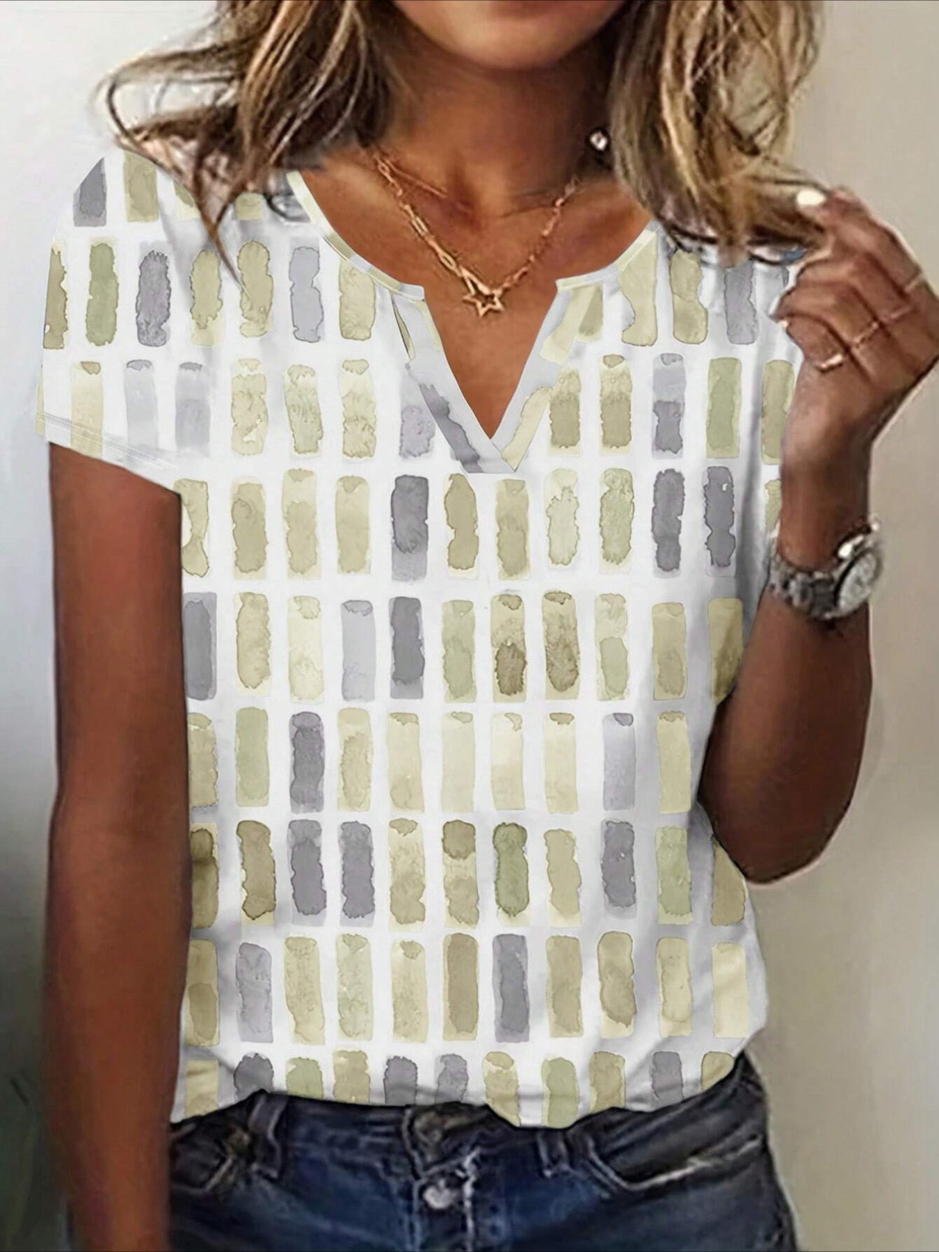 Short Sleeve Essential Geo Print T-Shirt