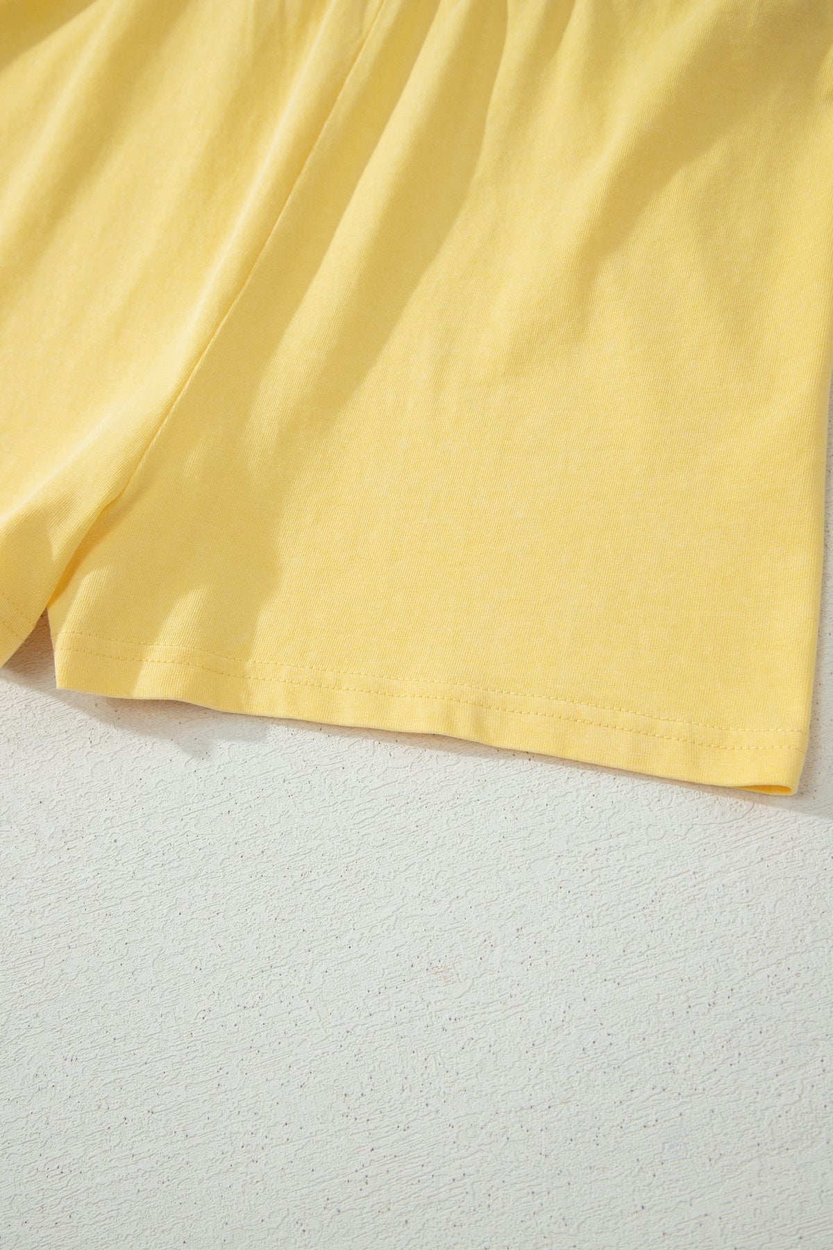 Yellow Cream Solid Color Washed Sleeveless Top Split Skort Cotton 2pcs Outfit