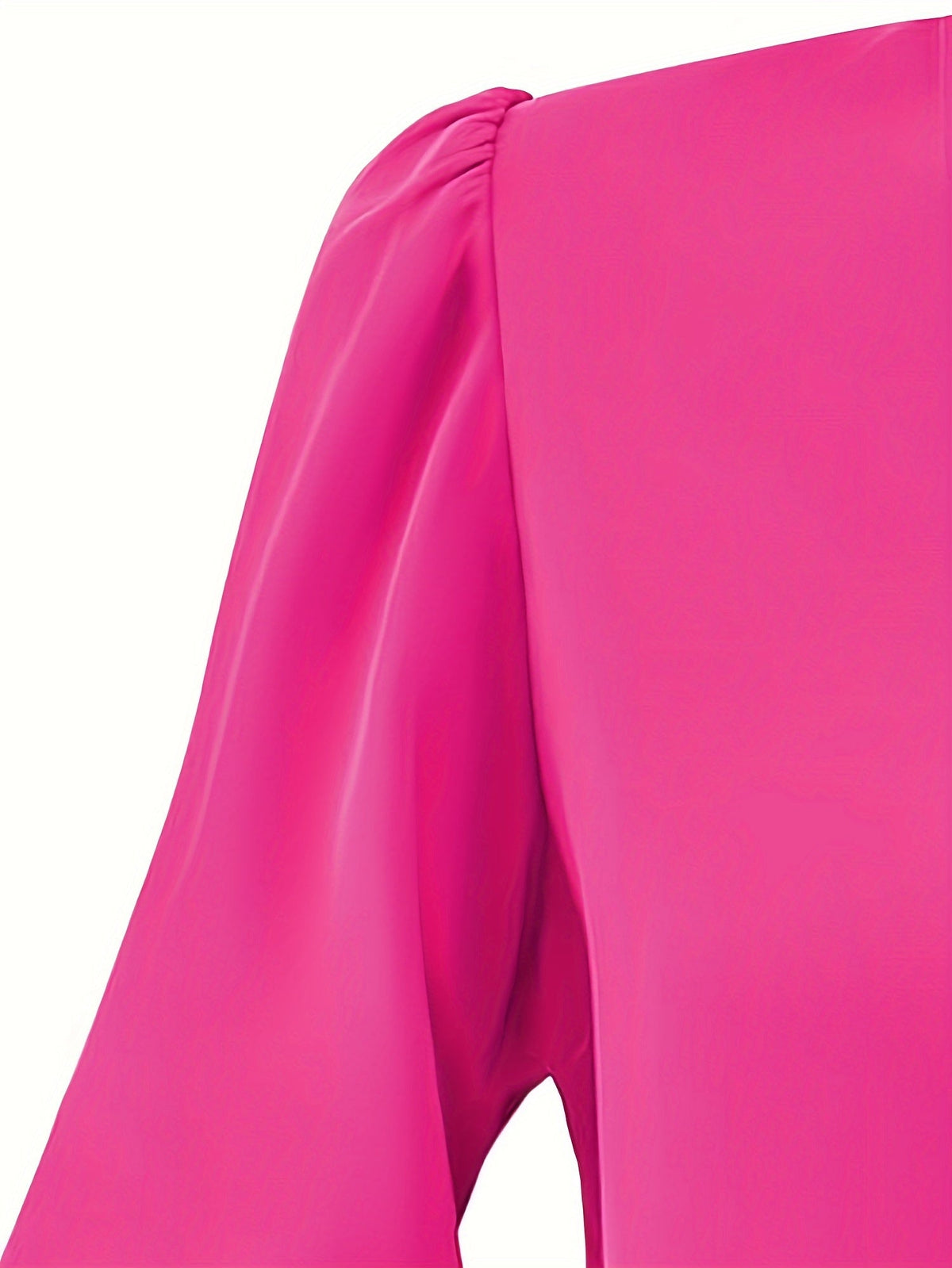 Solid V Neck Simple Blouse, Elegant Long Sleeve Ruched Blouse