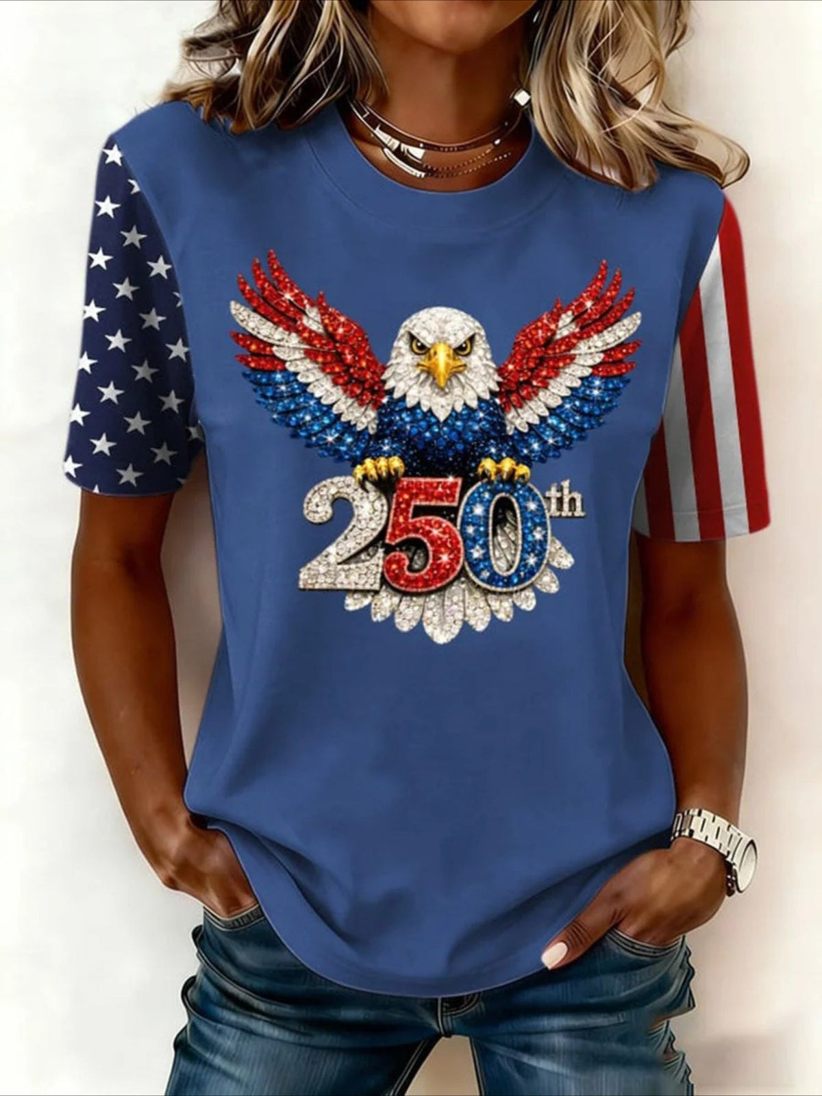 Flower Casual Pattern Crew Neck Short Sleeve T-shirt