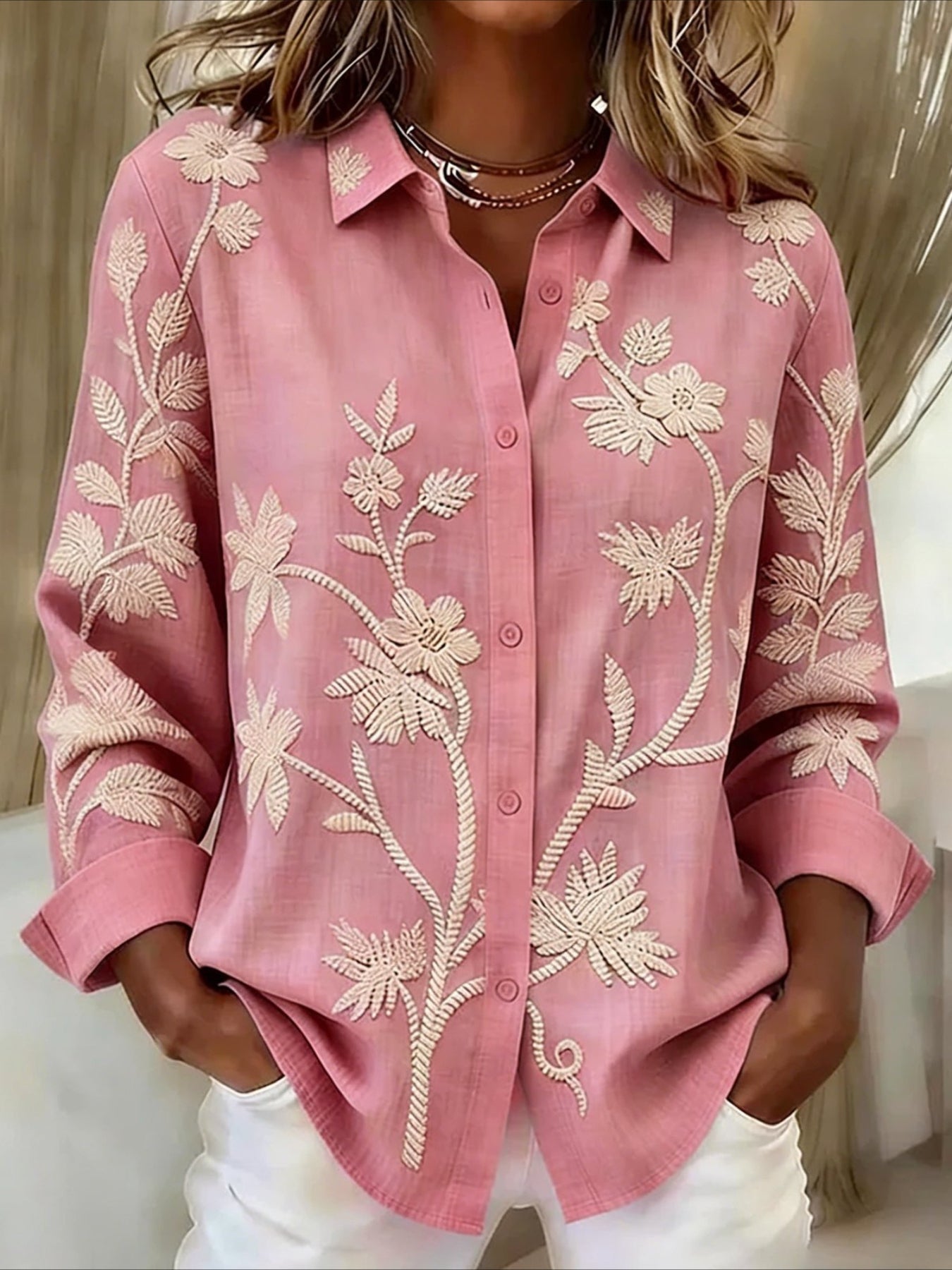 Shawl Collar Long Sleeve Regular Loose Shirt